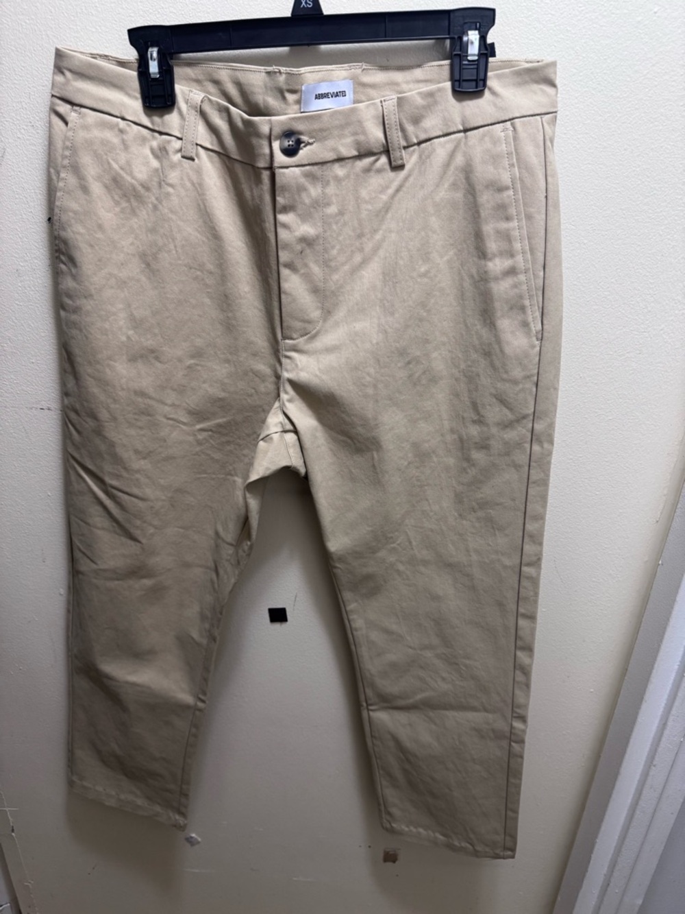 Abbreviated men’s Tan Chino Trousers - Classic Straight Fit size 34x26